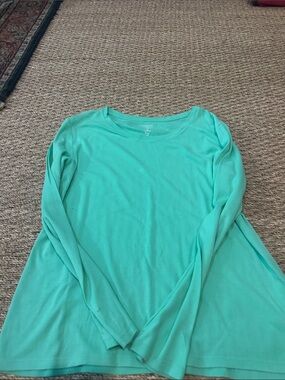 GAP Long-Sleeve Scoop Neck Top - Aqua